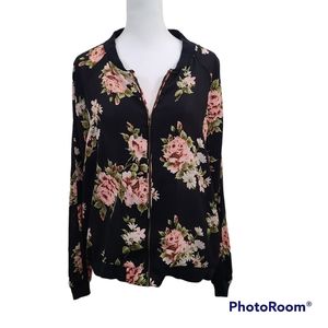 Live 4 Truth Black Floral Semi Sheer Zip Up Jacket